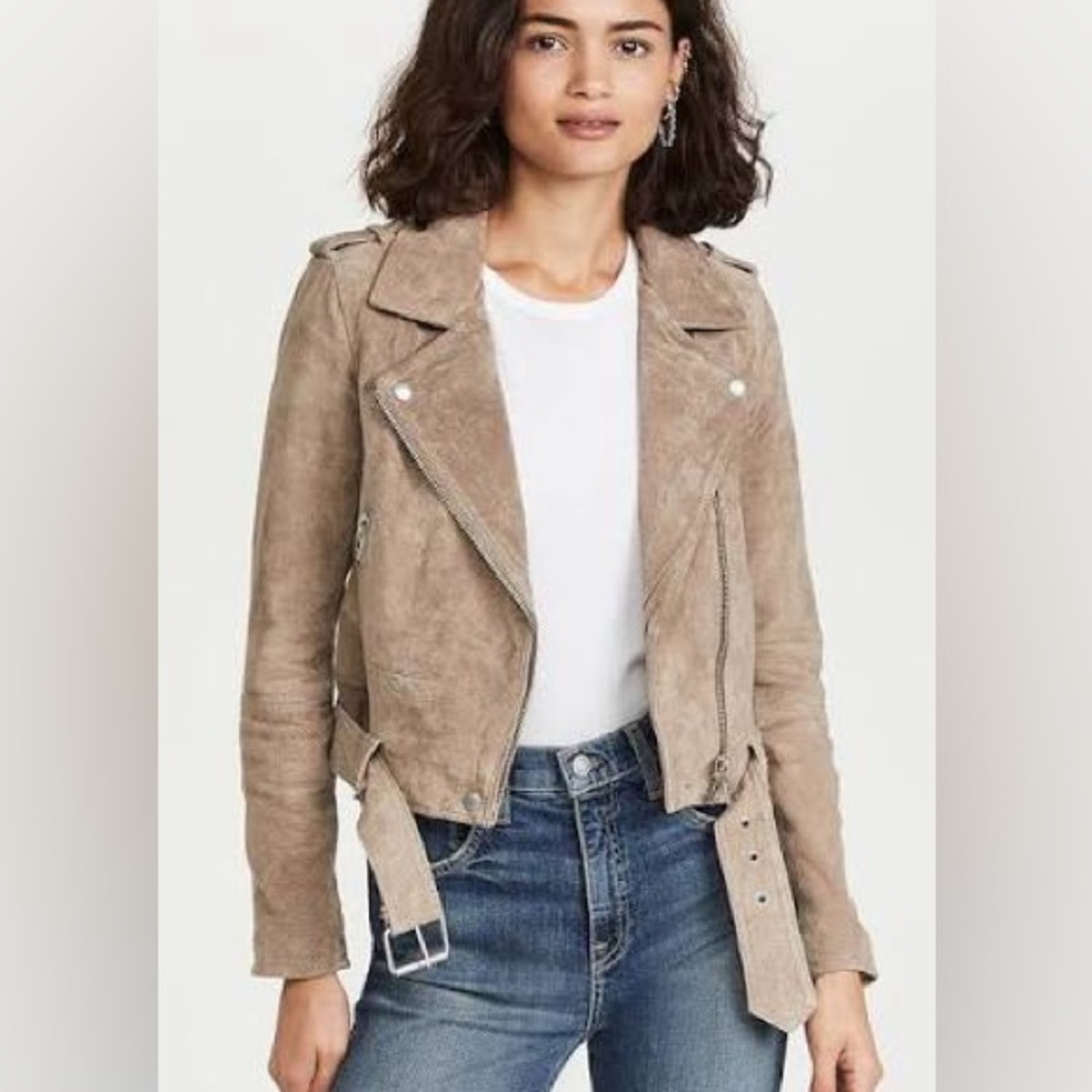 Blank NYC Taupe Suede Leather Jacket